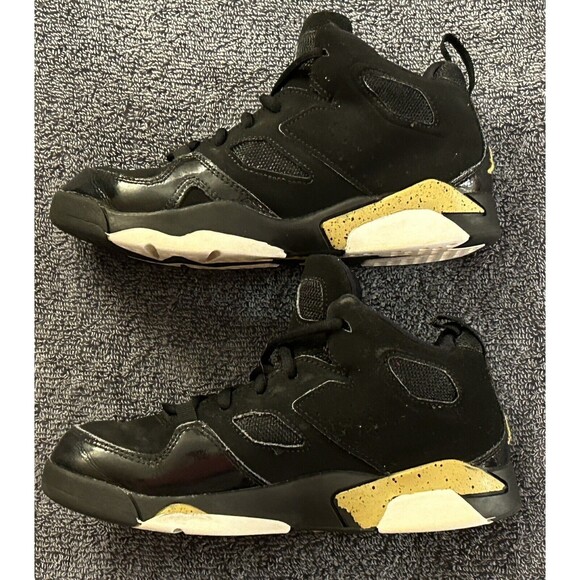 Nike Jordan Sz Flight Club 91 Shoes Black Metallic Gold 555470-031 Youth Size 1Y - Picture 2 of 7